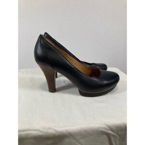 Sofft Premier Platform Pumps Womens 10W Black Leather Ortholite Heel